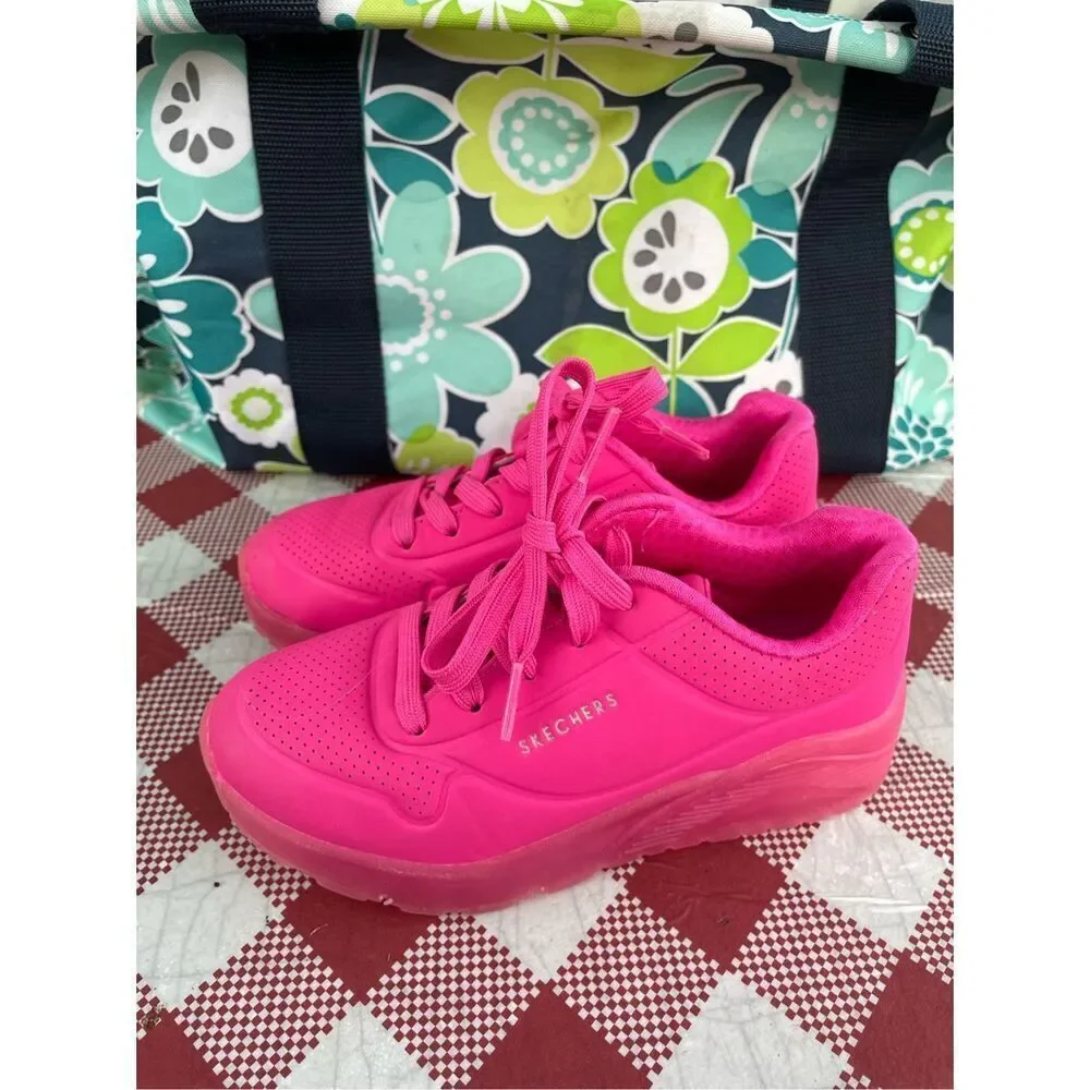 ✅Skechers Youth Girls Uno Ice Sneakers pink